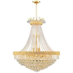 Valentina 31 1/4" Wide Gold And Crystal 24-Light Chandelier -Golden Lighting Shop valentina 31 and one quarter inch wide gold and crystal 24 light chandelier 71v05views4