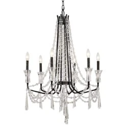 Varaluz Barcelona 27" Wide Onyx Crystal 6-Light Chandelier