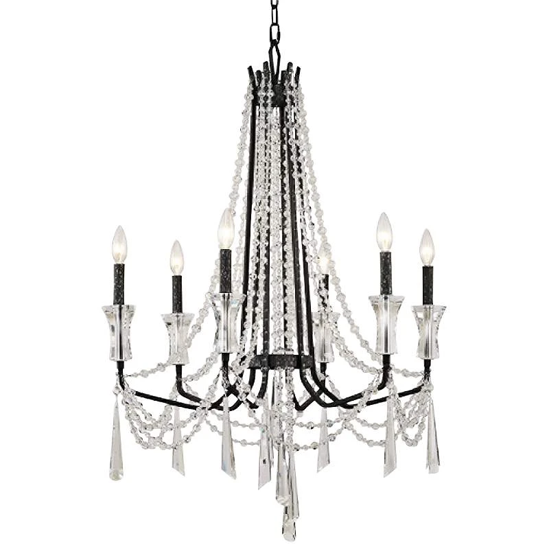 Varaluz Barcelona 27" Wide Onyx Crystal 6-Light Chandelier 3 Varaluz Barcelona 27" Wide Onyx Crystal 6-Light Chandelier