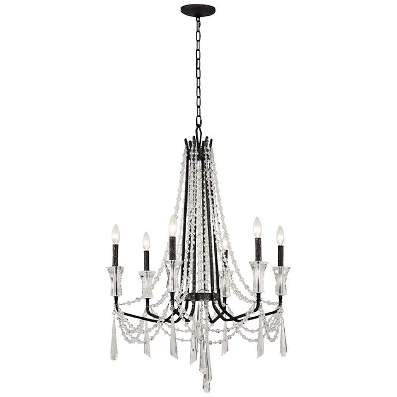 Varaluz Barcelona 27" Wide Onyx Crystal 6-Light Chandelier 6 Varaluz Barcelona 27" Wide Onyx Crystal 6-Light Chandelier - Image 4