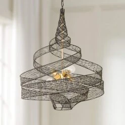 Varaluz Casa Flow 30" Wide Gold Matte Black 6-Light Pendant