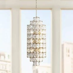 Varaluz Cubic 18 1/2"W Calypso Gold W/ Crystal Foyer Pendant