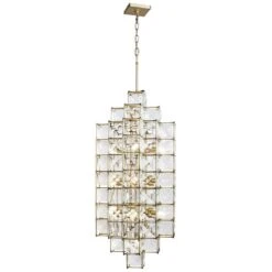 Varaluz Cubic 18 1/2"W Calypso Gold W/ Crystal Foyer Pendant -Golden Lighting Shop varaluz cubic 18 and one half inchw calypso gold w crystal foyer pendant 69p47views1