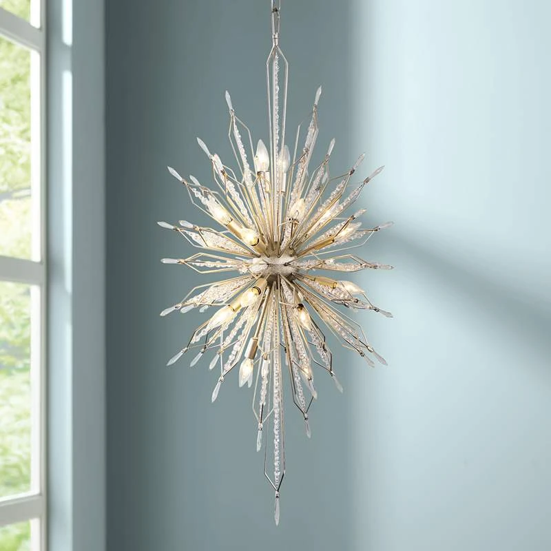 Varaluz Orbital 24" Wide Gold Dust And Crystal Foyer Pendant 3 Varaluz Orbital 24" Wide Gold Dust And Crystal Foyer Pendant