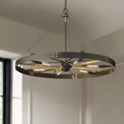 Golden Lighting Vaughn 32 1/2" Wide Natural Black 6-Light Ring Pendant