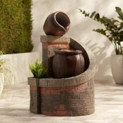 Verona 35" High Rustic Brick Garden Fountain With LED Light -Golden Lighting Shop verona 35 inch high rustic brick garden fountain with led light 55656cropped