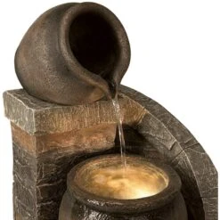 Verona 35" High Rustic Brick Garden Fountain With LED Light -Golden Lighting Shop verona 35 inch high rustic brick garden fountain with led light 55656views1