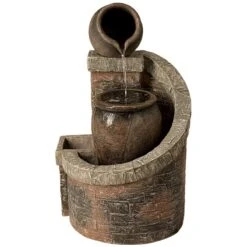 Verona 35" High Rustic Brick Garden Fountain With LED Light -Golden Lighting Shop verona 35 inch high rustic brick garden fountain with led light 55656views2