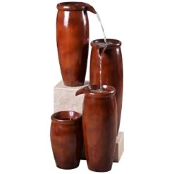 Vessel 36" High Textured Rustic Ceramic Outdoor Fountain -Golden Lighting Shop vessel 36 inch high textured rustic ceramic outdoor fountain 66h90