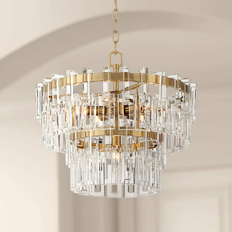 Vienna Full Spectrum Luxum 18 3/4" Brass And Crystal Pendant Light 4 Vienna Full Spectrum Luxum 18 3/4" Brass And Crystal Pendant Light - Image 2
