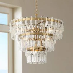Vienna Full Spectrum Luxum 23 1/2" Brass 8-Light Crystal Chandelier