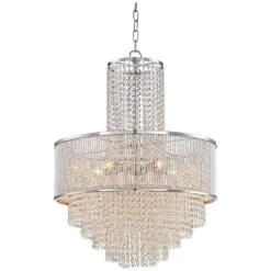 Vienna Full Spectrum Pioggia Chrome 23 1/2" Wide Crystal Chandelier 10 Vienna Full Spectrum Pioggia Chrome 23 1/2" Wide Crystal Chandelier -Golden Lighting Shop vienna full spectrum pioggia chrome 23 and one half inch wide crystal chandelier 8g405