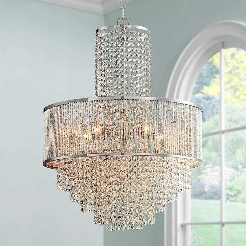 Vienna Full Spectrum Pioggia Chrome 23 1/2" Wide Crystal Chandelier 4 Vienna Full Spectrum Pioggia Chrome 23 1/2" Wide Crystal Chandelier - Image 2