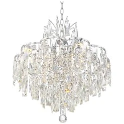 Villette 20 1/4" Wide Chrome And Crystal LED Pendant Light -Golden Lighting Shop villette 20 and one quarter inch wide chrome and crystal led pendant light 39j68views1