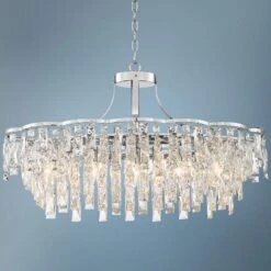 Villette 31 1/2" Wide Chrome And Crystal Oval Chandelier