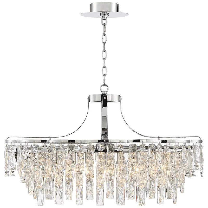 Villette 31 1/2" Wide Chrome And Crystal Oval Chandelier 8 Villette 31 1/2" Wide Chrome And Crystal Oval Chandelier - Image 6