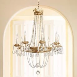 Troy Viola 27 1/2" Wide Distressed Gold Leaf Chandelier