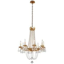 Troy Viola 27 1/2" Wide Distressed Gold Leaf Chandelier -Golden Lighting Shop viola 27 and one half inch wide distressed gold leaf chandelier 9p323views1