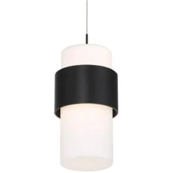 WAC Banded 5" Wide 1-Light Black And White Modern Mini Pendant