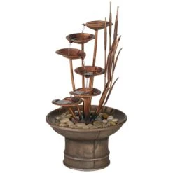 Water Lilies And Cat Tails 33" High Rustic Garden Fountain -Golden Lighting Shop water lilies and cat tails 33 inch high rustic garden fountain m3249