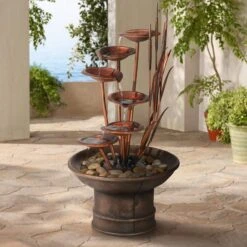Water Lilies And Cat Tails 33" High Rustic Garden Fountain -Golden Lighting Shop water lilies and cat tails 33 inch high rustic garden fountain m3249cropped