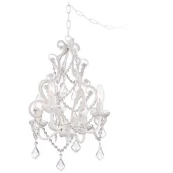 White With Crystal Accents Plug-In Swag Chandelier -Golden Lighting Shop white with crystal accents plug in swag chandelier p5787views1