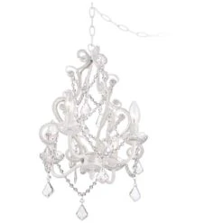 White With Crystal Accents Plug-In Swag Chandelier -Golden Lighting Shop white with crystal accents plug in swag chandelier p5787views2