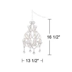 White With Crystal Accents Plug-In Swag Chandelier -Golden Lighting Shop white with crystal accents plug in swag chandelier p5787views3