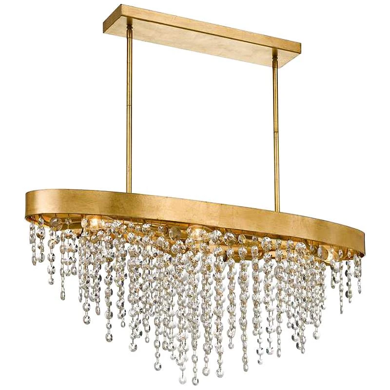 Winham 36"W Gold And Crystal Kitchen Island Light Chandelier 4 Winham 36"W Gold And Crystal Kitchen Island Light Chandelier - Image 2