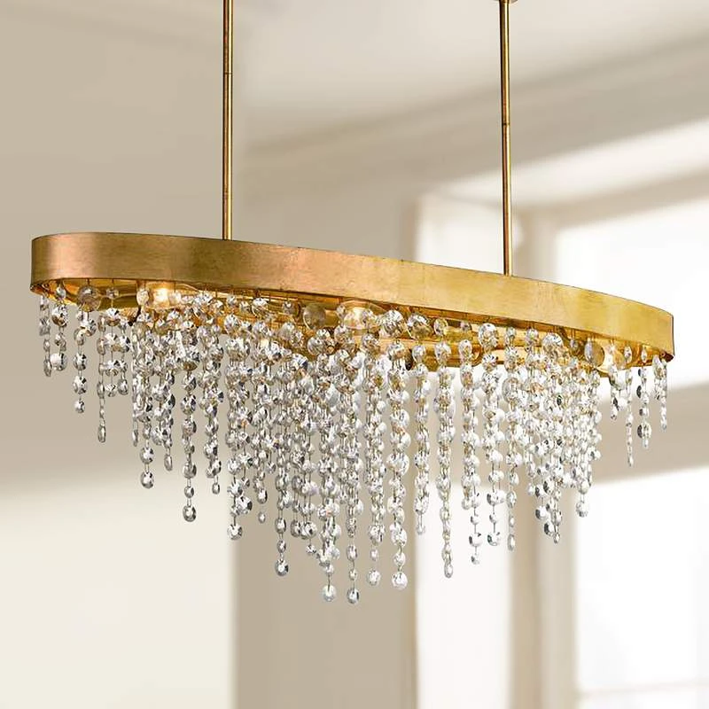 Winham 36"W Gold And Crystal Kitchen Island Light Chandelier 3 Winham 36"W Gold And Crystal Kitchen Island Light Chandelier