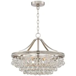 Wohlfurst 20 1/4" Wide Brushed Nickel Crystal Pendant Light -Golden Lighting Shop wohlfurst 20 and one quarter inch wide brushed nickel crystal pendant light 1k581