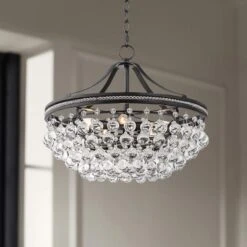 Wohlfurst 20" Wide Black Clear Crystal Pendant Light