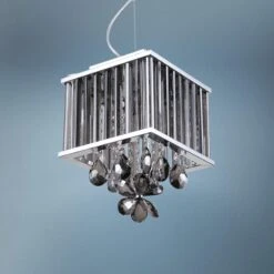 Zeev Easton 8"W Chrome And Smoke Crystal Mini Pendant Light