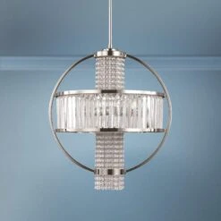 Zeev Metropolis 22"W Polished Nickel Crystal Pendant Light