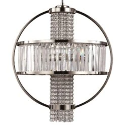 Zeev Metropolis 22"W Polished Nickel Crystal Pendant Light -Golden Lighting Shop zeev metropolis 22 inchw polished nickel crystal pendant light 78x87views1