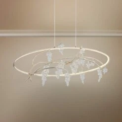 Zeev Orchard 48"W Silver Leaf W/ Antique Gold LED Chandelier