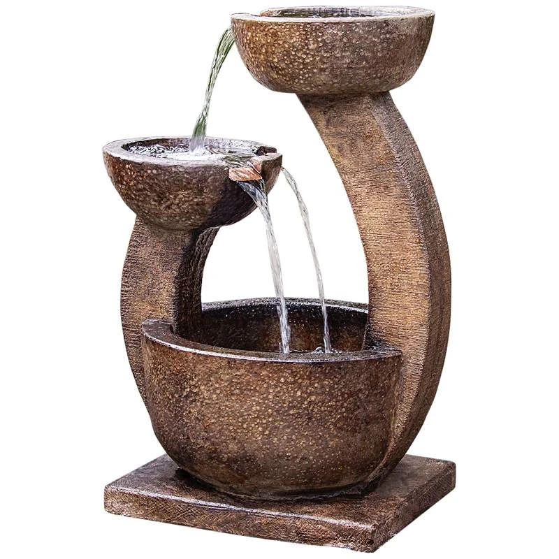 Zen 33" High Relic Lava Two-Bowl LED Outdoor Floor Fountain 4 Zen 33" High Relic Lava Two-Bowl LED Outdoor Floor Fountain - Image 2