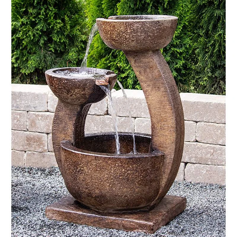 Zen 33" High Relic Lava Two-Bowl LED Outdoor Floor Fountain 3 Zen 33" High Relic Lava Two-Bowl LED Outdoor Floor Fountain