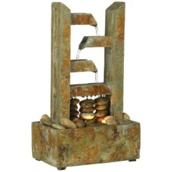 Zigzag Zen 17 1/4" High Lighted Natural Slate Table Fountain -Golden Lighting Shop zigzag zen 17 and one quarter inch high lighted natural slate table fountain n5189