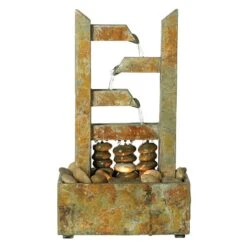 Zigzag Zen 17 1/4" High Lighted Natural Slate Table Fountain -Golden Lighting Shop zigzag zen 17 and one quarter inch high lighted natural slate table fountain n5189views1