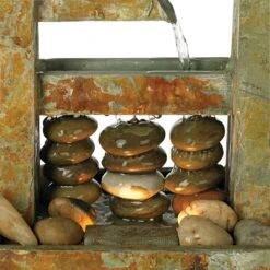 Zigzag Zen 17 1/4" High Lighted Natural Slate Table Fountain -Golden Lighting Shop zigzag zen 17 and one quarter inch high lighted natural slate table fountain n5189views2