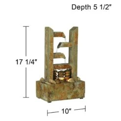 Zigzag Zen 17 1/4" High Lighted Natural Slate Table Fountain -Golden Lighting Shop zigzag zen 17 and one quarter inch high lighted natural slate table fountain n5189views3